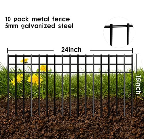 24x15-inch No Dig Animal Barrier Fence, 20 Pack Black Dig Protective Fence with 1.5 inch Spike spacing, Dog/Rabbit/Groundhog Underground Defence, for Outdoor Garden Patio - size: 20 pack 24x15-inch black