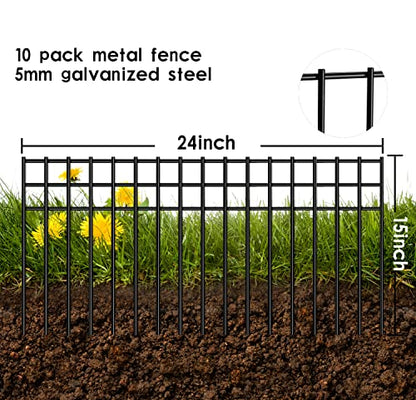 24x15-inch No Dig Animal Barrier Fence, 15 Pack Black Dig Protective with 1.5 inch Spike spacing, Dog/Rabbit/Groundhog Underground Dig Barrier, Galvanized Outdoor Garden Metal Fence - size: 15 pack 24x15-inch black