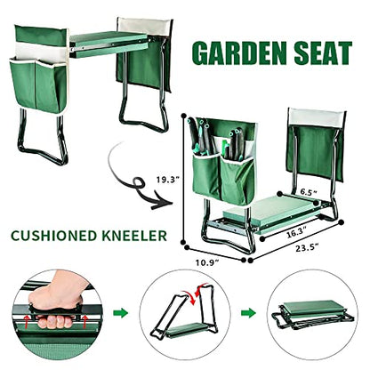 BDL Garden Kneeler and Seat, Upgraded Folding Bench Stool Portable Kneeler, Sturdy Gardening Tools with 2 Free Tool Pouch, Detachable Belt, A Pair of Garden Gloves, EVA Kneeling Pad - size: Queen