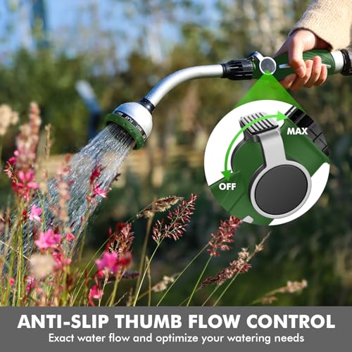 RESTMO Watering Wand Heavy Duty, 15-Inch Long Hose Nozzle Sprayer - color: Green