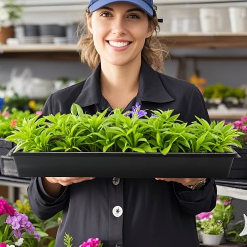 50-Pack Heavy-Duty 1020 Seed Trays No Holes, Thick Plastic Plant Flats - color: Black, size: 50-Pack No-Hole 1020 Trays