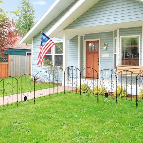 Decorative Garden Fence, 22 in Tall x 13 in Wide, 10 Pack Flower Bed Fencing Panels, Iron Wire Garden Border Fence, Rust-Resistant Animal Barrier for Yard, Lawn, Vegetable Garden & Landscaping