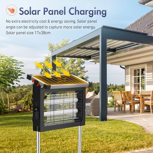 Solar Bug Zapper, 4500V Electric Grid Mosquito Killer for Patio - color: White
