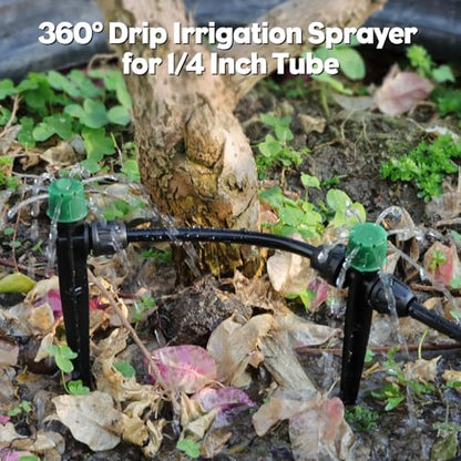 35PCS Double-Head Drip Irrigation Emitters Drippers for 1/4" Tubing (Green) - color: Green Double-head Locked Dripper
