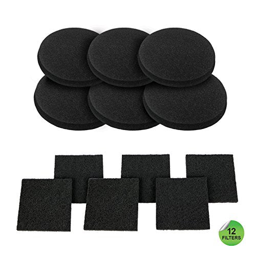 12 Pieces Counter Top Activated Carbon Compost Bin Filters - Extra Thick Indoor Pail Replacement Charcoal Caddy Filters Refill, 0.4" Thickness