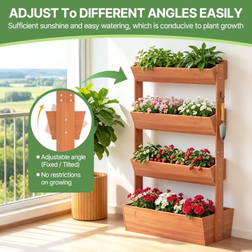 Suteck Raised Garden Bed, 4 Tier Vertical Wooden Planter Box - size: 4 Tier