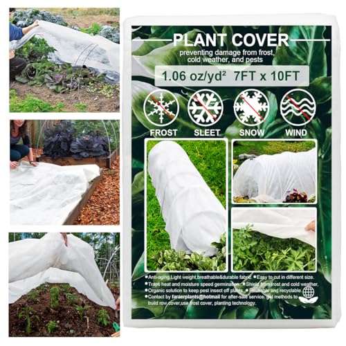 Plant Covers Freeze Protection, Antifrost Cover 7ft×10ft Reusable Rectangle Frost Protection Floating Row Cover Plant Blanket Garden Winterize Cover for Cold Weather Snow - size: 7ftx10ft