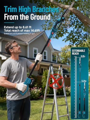 10'' Electric Pole Saws, 2-in-1 Mini Chainsaw for Tree Trimming - color: Blue, size: 10inch