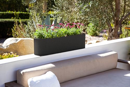 Veradek Demi Series Window Box Planter - Round Outdoor Planter - color: Black, size: 36 inch - 2 Pack