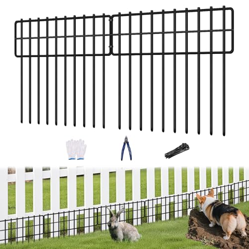KYATE Garden Fence Animal Barrier, 30 Panels No Dig Fence 42.5ft(L) x13in(H), Rustproof Metal Defense Border, Dogs Rabbits Blocker Fence for Outdoor Yard & Patio - size: 30 Panels-42.5ft(L)x13in(H)