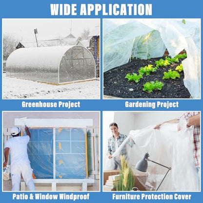 Legigo 12 X 26 Ft Clear Greenhouse Plastic, Plant Covers Freeze Protection - size: 12 x 26 Ft