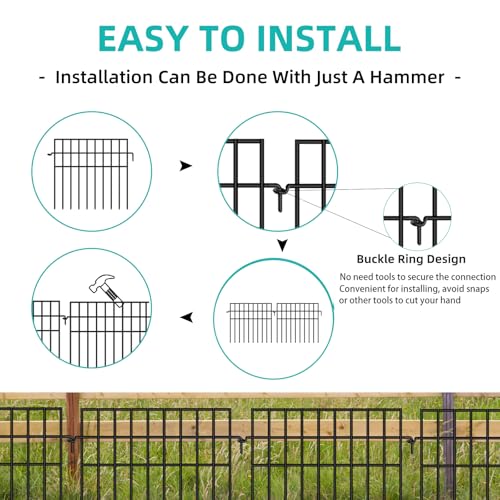 14 Panels Animal Barrier Fence, No Dig Fences, 13in(H) X 19.9ft(L) Garden Fence Animal Barrier for Rabbit and Dog Under Fencing Barrier, Rustproof Metal Fences Border for Outdoor, Yard, Patio - size: 14 Panels-19.9ft(L)x13in(H)
