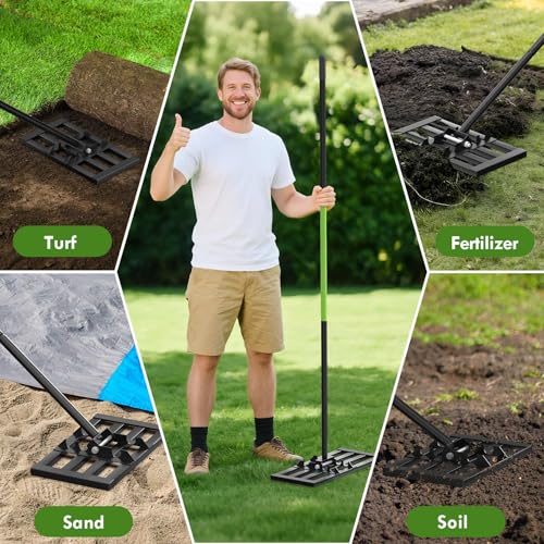 Seeutek Lawn Leveling Rake, 17" x 10" Heavy Duty Ground Leveler - size: 17"*10"