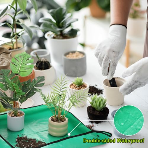 HARFINGTON 2Pcs Repotting Mat 19.7"x19.7" PE Cloth Waterproof Plant - color: Yellow, size: 19.7" x 19.7"