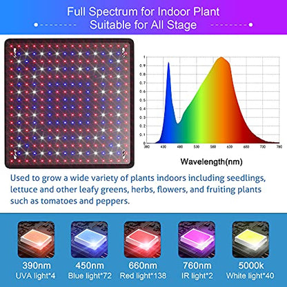 2 Pack LED Grow Light Panel Full Spectrum Lamp for Indoor Plants - color: Full Spectrum