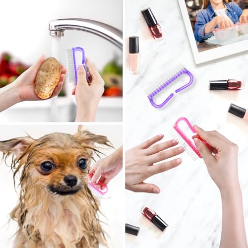 Larbois Handle Grip Nail Brush, Hand Fingernail Brush Cleaner Scrubbing Kit Pedicure for Toes and Nails Men Women (4 Pack) - color: Color-4