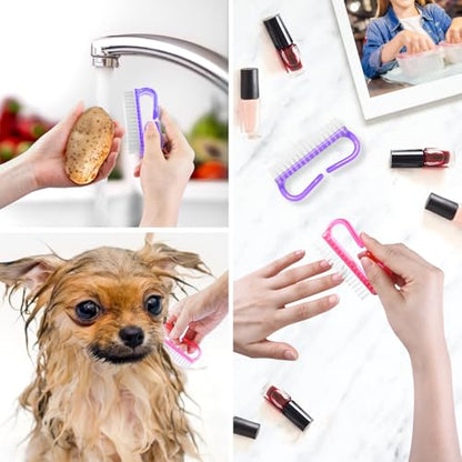 Larbois Handle Grip Nail Brush, Hand Fingernail Brush Cleaner Scrubbing Kit Pedicure for Toes and Nails Men Women (4 Pack) - color: Color-4