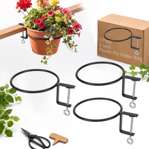 Chumia 3 Pack 6 Inch Railing Plant Holder Flower Pot Holder Ring - size: 6 Inch