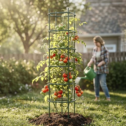 Vego Garden Tomato Cage Tomato Tower 6 Tier for Garden & Pots, Rust-Resistant Tomato Stakes Heavy Gauge Plant Cage Trellis Support for Climbing Vegetables Plants - size: 6 Tier