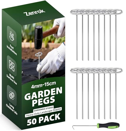 50 Pack G-Shaped Garden Stakes Heavy Duty Landscape Staple Weed Berrier Fabric Stake Ground Pins for Landscaping, Turf, Yard & Lawn(20cm/7.9Inch Height) - size: 4mm-20cm