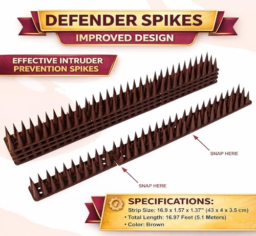 Heavy Duty Cat, Bird, Rodent Deterrent Outdoor Anti-Climb Repellent Security Device Spikes - 12 Pack [16.97FT] (1.98 pounds)