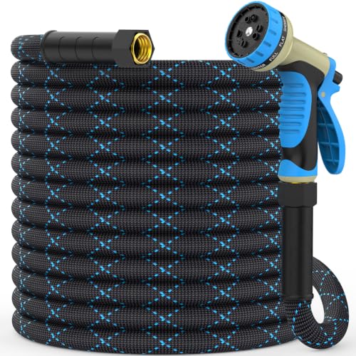 Non-Expanding Garden Hose 50ft w/10 Function Nozzle, Lightweight Water Hose - size: 50ft