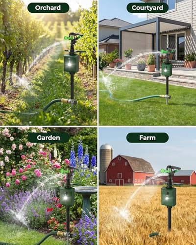 Motion-Activated Sprinkler, Solar Animal Repellent Outdoor - 1 Pack Deer Cat Deterrent with Motion Sensor & Flashing Lights, Protects Yard & Garden from Deer, Cats, Raccoons