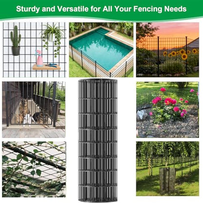 Welded Wire Fence 24inch x 50ft, 2inch x 3inch Black Chicken Wire Fencing, 16Gauge PVC Coated Garden Wire Fence Rolls, Anti-Rust Metal Fencing for Yard Plant Protection Poultry Netting - size: 2ft x 50ft