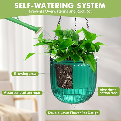 Hanging Planters for Indoor Plants 3 Pack, 6.5'' Plastic Flower Pot