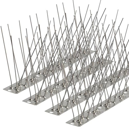 Bird Spikes 3.28FT, 304 Stainless Steel Bird Deterrents Spikes for Outside to Keep Birds Away Birds Scare Devices Outdoor 4Pcs - size: 3.28Feet