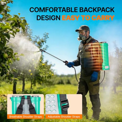 OGERY Battery Powered Backpack Sprayer 4 Gallon, 2.6Ah 21V Battery with 6 Nozzles, Telescopic Stainless Steel + Plastic Wand for Lawn Garden Weed Yard Cleaning (Charger Included)
