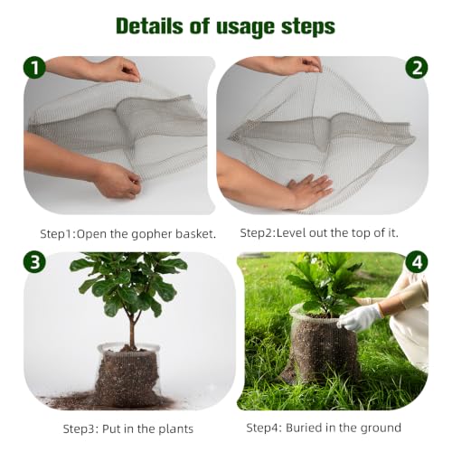 5 PCS 10 Gallon Root Guard Gopher Proof Wire Baskets,304 Stainless Steel Gophers Moles Mesh Baskets, Underground Cages for Protecting Plant Roots, Trees, Flowers, Crops, Tubers (18x20 Inch) - size: 10 Gallon-5Pcs
