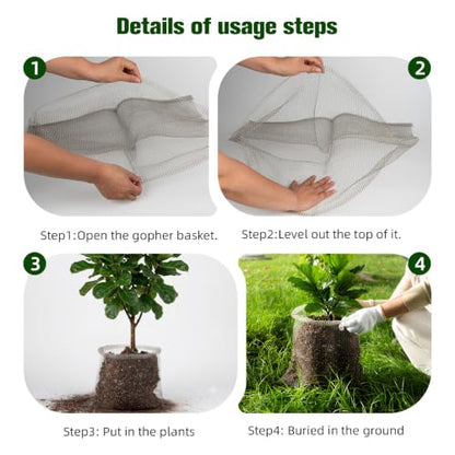5 PCS 10 Gallon Root Guard Gopher Proof Wire Baskets,304 Stainless Steel Gophers Moles Mesh Baskets, Underground Cages for Protecting Plant Roots, Trees, Flowers, Crops, Tubers (18x20 Inch) - size: 10 Gallon-5Pcs