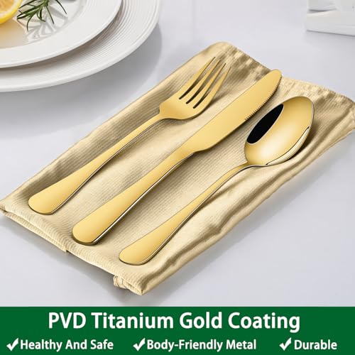 16-Piece 7.3 Inches Gold Soup Spoon,Gold Stainless Steel Dinner Spoons,Durable Tablespoons Set For Restaurant,Hotel,Silverware Spoons - size: 16-Piece(Gold)