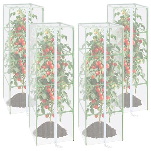 ZeeDix 57x16.1 in Garden Tomato Plant Cover Netting for Square Tomato Cage - color: 4 Pack, size: 57inch