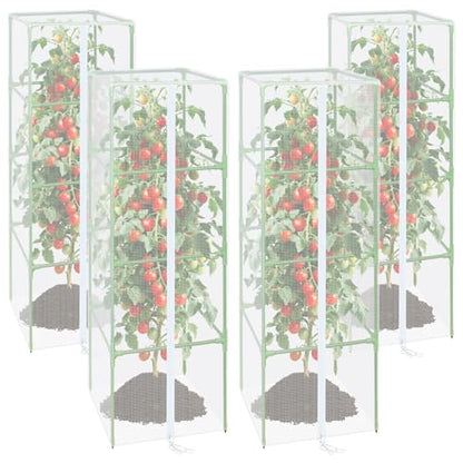 ZeeDix 57x16.1 in Garden Tomato Plant Cover Netting for Square Tomato Cage - color: 4 Pack, size: 57inch