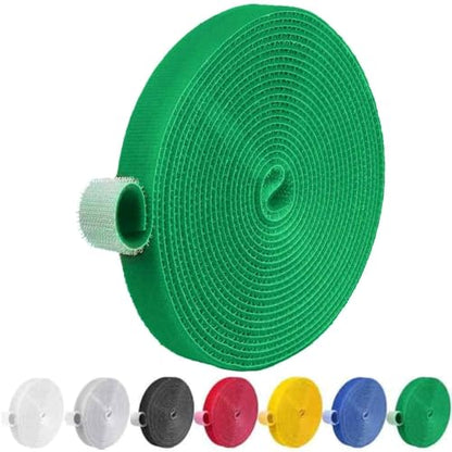 IFNOW 32FT Reusable Fastening Tape Cable Ties Double-Sided Hook-and-Loop Cable Management Tape Strength and Durability 0.4''/Width (1, Green) - color: Green
