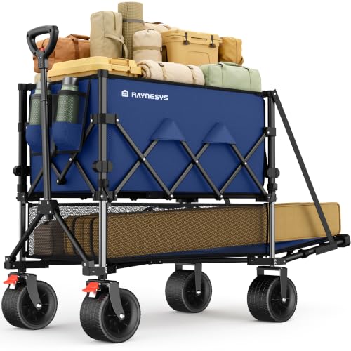 Double Decker Wagon,300L Large Capacity, Heavy Duty Collapsible Wagon - color: Blue