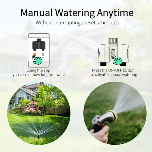 WiFi Water Timer for Garden Hose, Sprinkler Timer with 2 Outlet for Lawns and Yard, Rain Delay/Remote/Manual/Automatic Drip Irrigation System Programmable Faucet - size: 1-2 Zone Smart