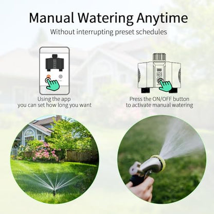 WiFi Water Timer for Garden Hose, Sprinkler Timer with 2 Outlet for Lawns and Yard, Rain Delay/Remote/Manual/Automatic Drip Irrigation System Programmable Faucet - size: 1-2 Zone Smart