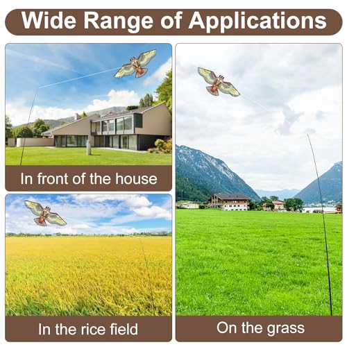 Bird Scare Flying Kite with 4m Pole Has The Effect of Scaring Birds-Owl - color: yellow