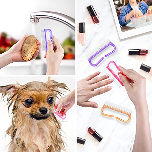 Larbois Handle Grip Nail Brush, Nail Brushes Hand Fingernail Brush Cleaner Scrubbing Kit Pedicure for Toes and Nails Men Women (4 Pack) - color: Orange