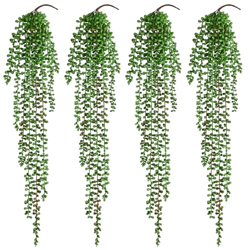 Waipfaru 4Pcs Artificial Hanging Plants for Outdoors, Fake Vines Greenery - color: Tears of a Lover, size: 4Pcs Plants