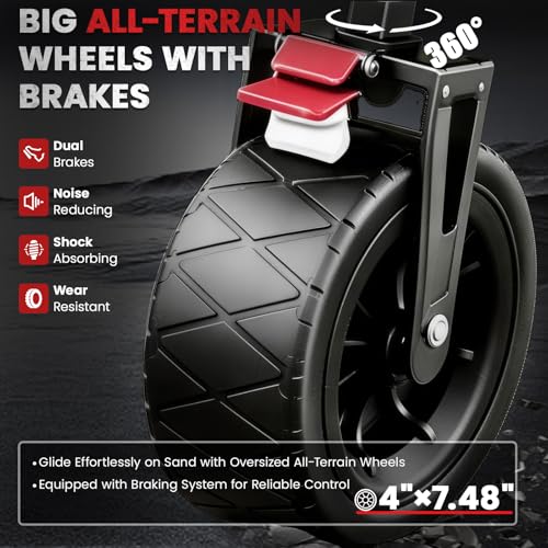 200L Wagon Carts Foldable, 7.48" All-Terrain Wheels Beach Cart