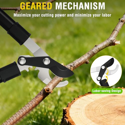 Yesker 19" Loppers Heavy Duty Branch Cutter Sharp Steel Blade Tree Trimmer up to 1" Diameter Cut Capacity Powerful Gear Action Lightweight Bypass Loppers Tools for Tree Trimming Garden Maintenance - size: 19" Loppers