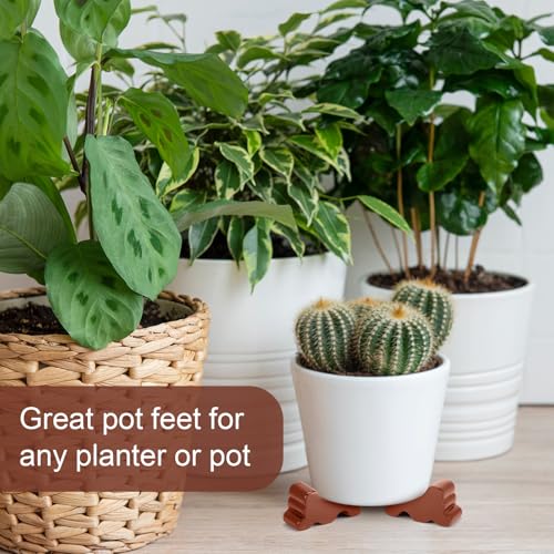 Kigeli 12 Pcs Resin Pot Feet for Outdoor Planters Frost Proof, Brown - color: Brown