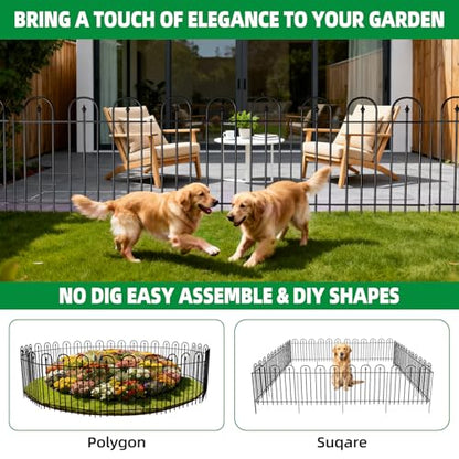 Garden Fence Animal Barrier - 10 Panels, 24 in(H) x 24 ft(L) No Dig Garden Fence, Arched Decorative Garden Fence Border with Ground Stakes, Rustproof Metal Fencing for Yard Patio Dog Rabbit - size: 10 Panels-24 ft(L) X 24 in(H)