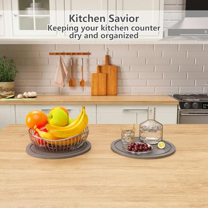 8"+10" Instantly Dry Diatomite Stone Plant Saucers - 2 Pack, Gray - color: Gray, size: 8"+10" (2 Pack)