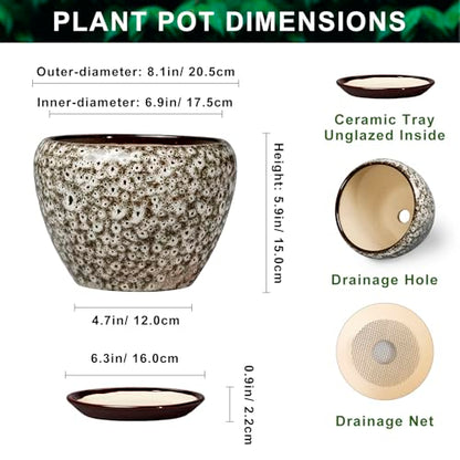 Ceramic Plant Pots, 8 Inch Planters Indoor, White Leopard - color: White Leopard, size: 8 Inch