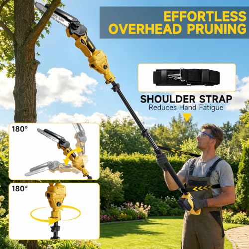 8-in-1 Cordless Pole Chainsaw, Hedge Trimmer, SK5 Pruning Shears Combo